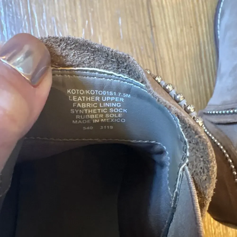 Steve Madden Koto brown leather studded ankle bootie‎ SIZE 7.5M